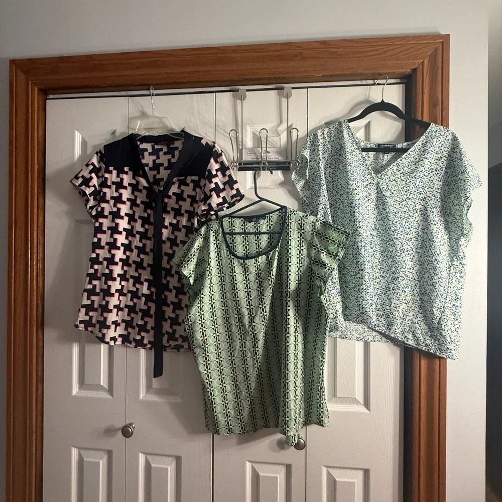 Multiples Women's Blouses in Pink, Green, and Blue Patterns - Picture 1 of 2
